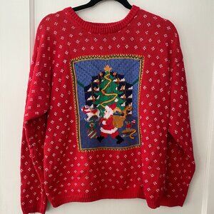 Christmas Sweater with Santa and Tree